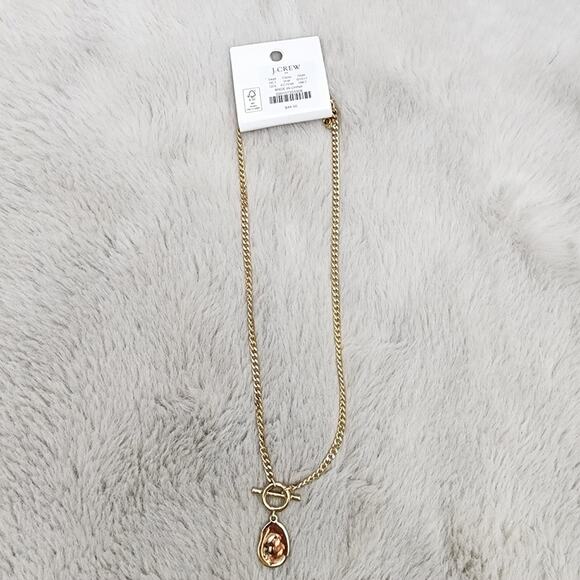 NEW J. Crew Hammered Gold T-Bar Pendant Necklace Double Strand - Picture 8 of 8